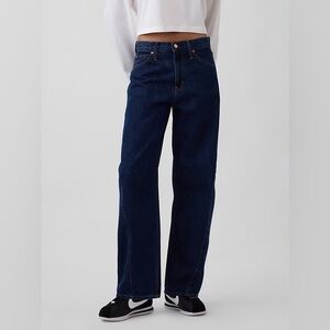 Gap High Rise Barrel Jeans, Dark rinse